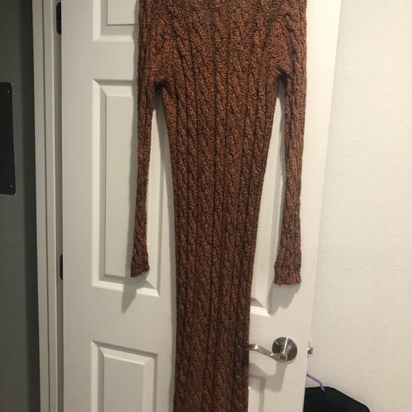 Autumn rustic orange/brown long crochet sweater. - Picture 2 of 2
